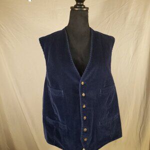 Women's Brooks Brothers Fully Lined Blue Striped & Corduroy Vest, Size XL